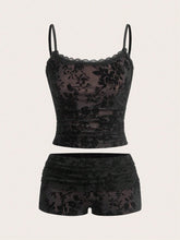 Black Lace Women's Camisole And Shorts Camisole Set